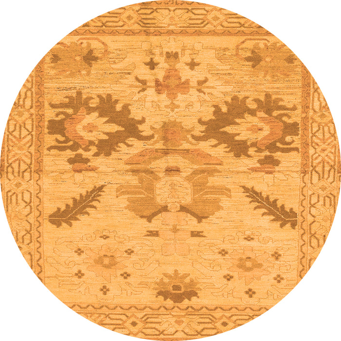 Round Oriental Orange Traditional Rug, abs1738org