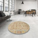 Round Abstract Brown Oriental Rug in a Office, abs1739