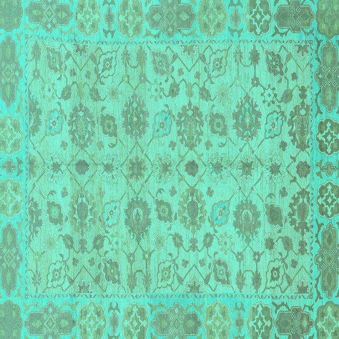 Square Machine Washable Oriental Turquoise Traditional Area Rugs, wshabs1739turq