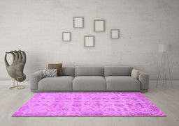 Machine Washable Oriental Purple Traditional Area Rugs in a Living Room, wshabs1739pur