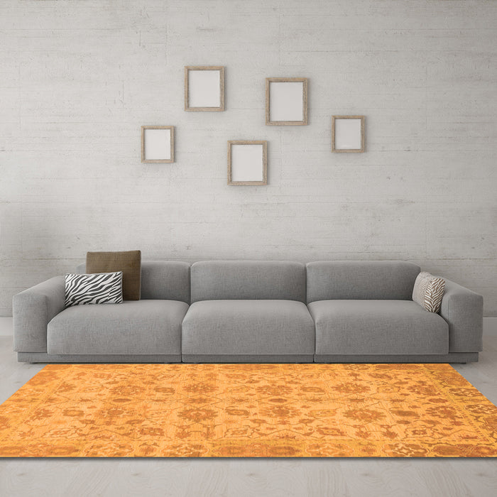 Machine Washable Oriental Orange Traditional Area Rugs in a Living Room, wshabs1739org
