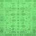 Square Machine Washable Oriental Emerald Green Traditional Area Rugs, wshabs1739emgrn