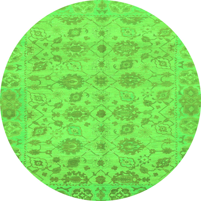Round Oriental Green Traditional Rug, abs1739grn