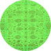 Round Oriental Green Traditional Rug, abs1739grn