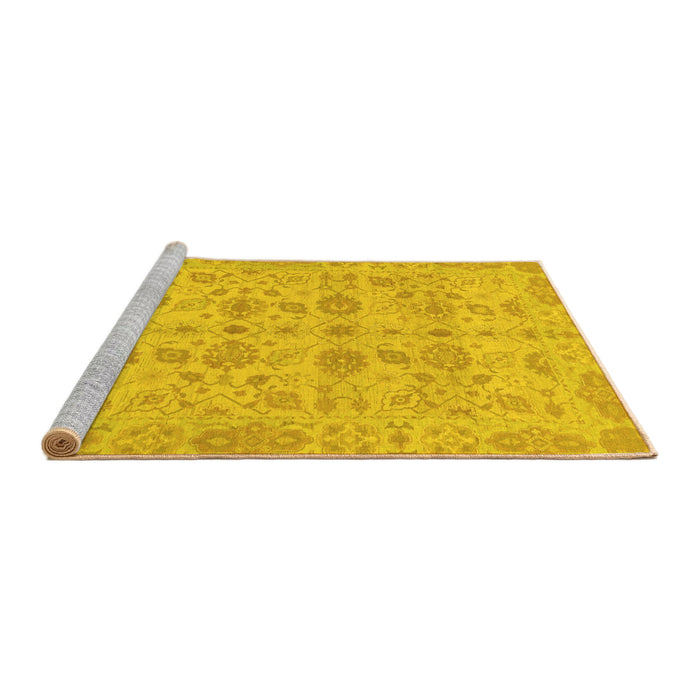 Sideview of Machine Washable Oriental Yellow Traditional Rug, wshabs1739yw