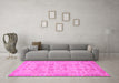 Machine Washable Oriental Pink Traditional Rug in a Living Room, wshabs1739pnk