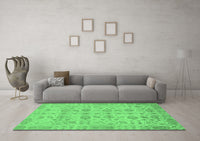 Machine Washable Oriental Emerald Green Traditional Rug, wshabs1739emgrn