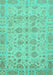 Machine Washable Oriental Turquoise Traditional Area Rugs, wshabs1739turq