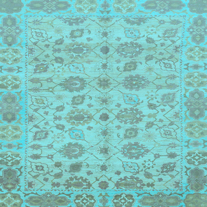 Square Machine Washable Oriental Light Blue Traditional Rug, wshabs1739lblu