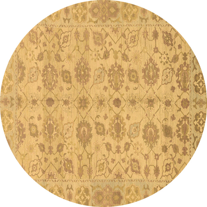 Round Oriental Brown Traditional Rug, abs1739brn