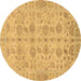 Round Oriental Brown Traditional Rug, abs1739brn