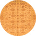 Round Oriental Orange Traditional Rug, abs1739org