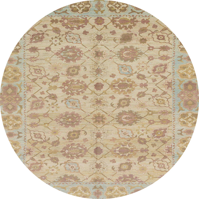 Round Abstract Brown Oriental Rug, abs1739