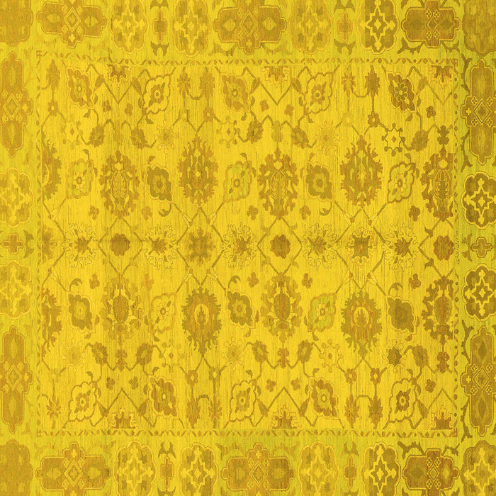 Square Machine Washable Oriental Yellow Traditional Rug, wshabs1739yw