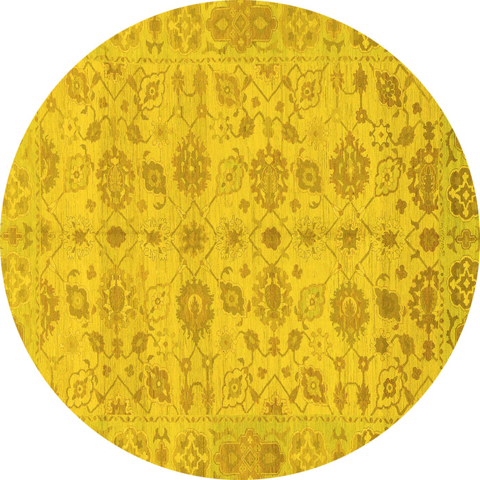 Round Oriental Yellow Traditional Rug, abs1739yw