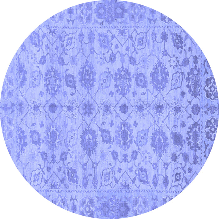 Round Machine Washable Oriental Blue Traditional Rug, wshabs1739blu