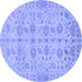 Round Machine Washable Oriental Blue Traditional Rug, wshabs1739blu