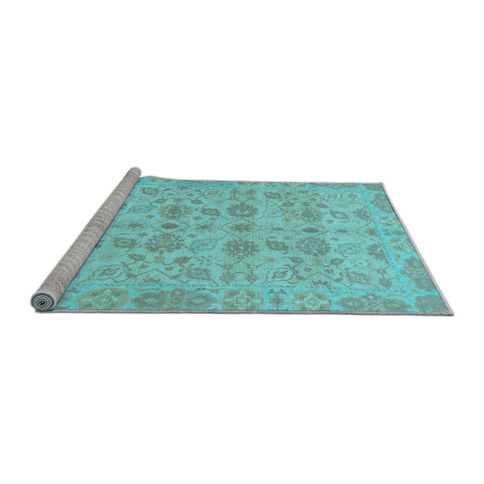 Sideview of Machine Washable Oriental Light Blue Traditional Rug, wshabs1739lblu