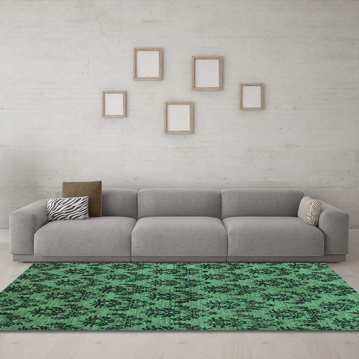 Machine Washable Abstract Turquoise Modern Area Rugs in a Living Room,, wshabs173turq
