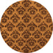 Round Machine Washable Abstract Orange Modern Area Rugs, wshabs173org