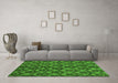 Machine Washable Abstract Green Modern Area Rugs in a Living Room,, wshabs173grn