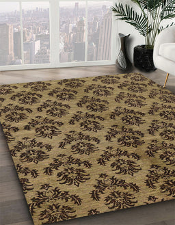 Abstract Cinnamon Brown Modern Rug in Family Room, abs173