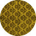 Round Machine Washable Abstract Yellow Modern Rug, wshabs173yw