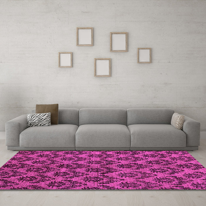 Machine Washable Abstract Pink Modern Rug in a Living Room, wshabs173pnk