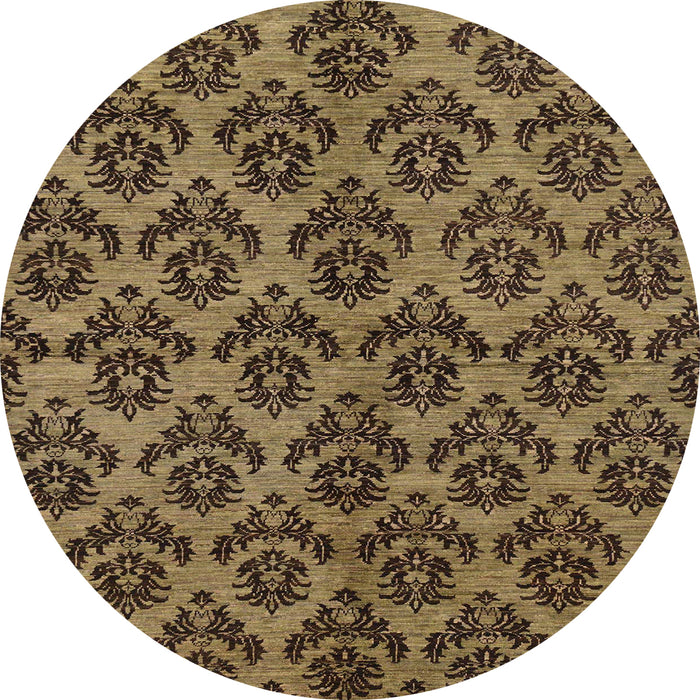 Round Machine Washable Abstract Cinnamon Brown Rug, wshabs173