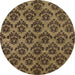 Round Machine Washable Abstract Cinnamon Brown Rug, wshabs173