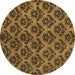 Round Machine Washable Abstract Brown Modern Rug, wshabs173brn