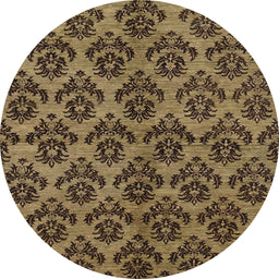 Round Abstract Cinnamon Brown Modern Rug, abs173