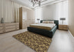 Abstract Cinnamon Brown Modern Rug in a Bedroom, abs173