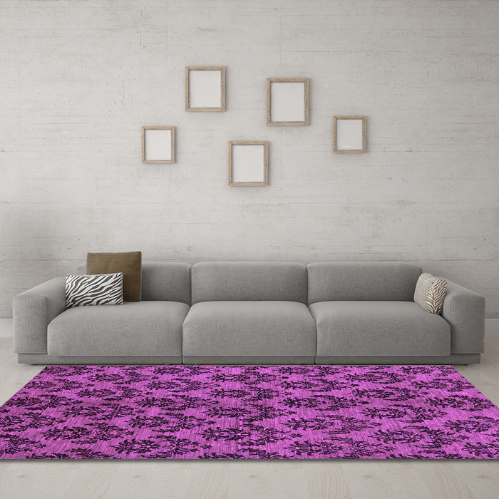 Machine Washable Abstract Purple Modern Area Rugs in a Living Room, wshabs173pur