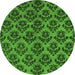 Round Machine Washable Abstract Green Modern Area Rugs, wshabs173grn