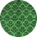 Round Abstract Emerald Green Modern Rug, abs173emgrn