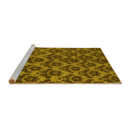 Sideview of Machine Washable Abstract Yellow Modern Rug, wshabs173yw