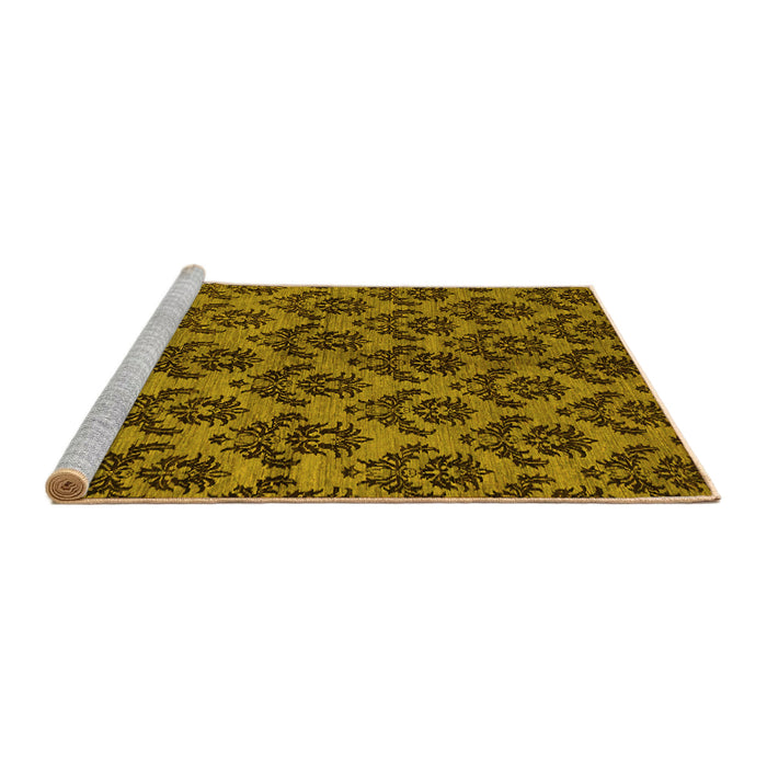 Sideview of Machine Washable Abstract Yellow Modern Rug, wshabs173yw