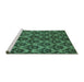 Sideview of Machine Washable Abstract Turquoise Modern Area Rugs, wshabs173turq