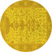 Round Oriental Yellow Traditional Rug, abs1740yw