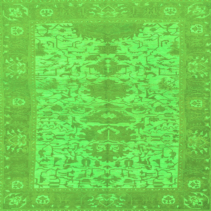 Square Machine Washable Oriental Green Traditional Area Rugs, wshabs1740grn