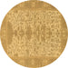 Round Oriental Brown Traditional Rug, abs1740brn