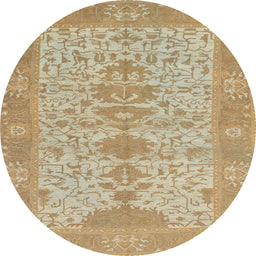 Round Machine Washable Abstract Cinnamon Brown Rug, wshabs1740