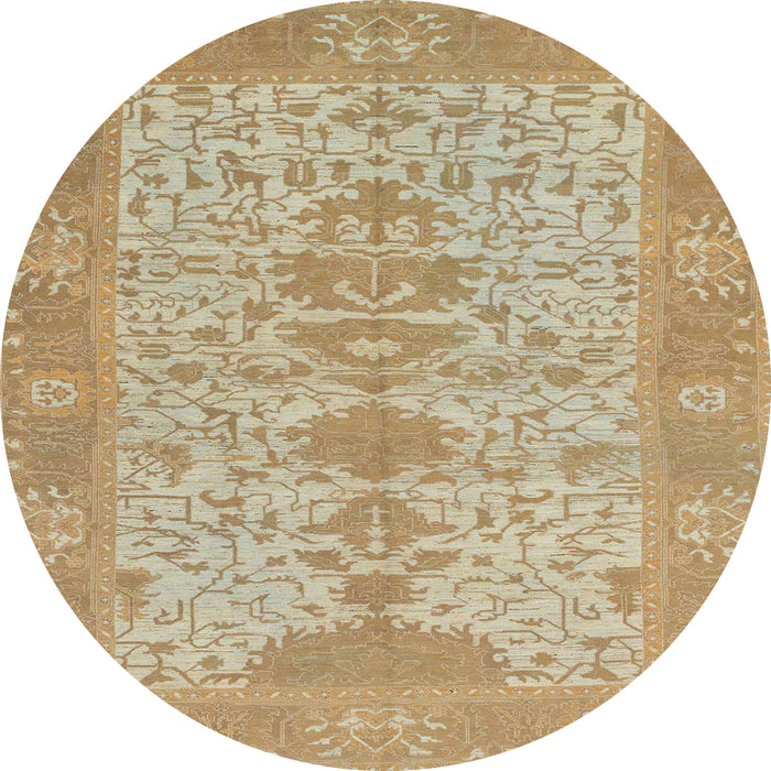 Round Machine Washable Abstract Cinnamon Brown Rug, wshabs1740
