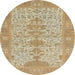 Round Machine Washable Abstract Cinnamon Brown Rug, wshabs1740