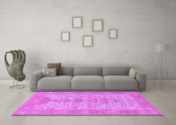 Machine Washable Oriental Purple Traditional Area Rugs in a Living Room, wshabs1740pur
