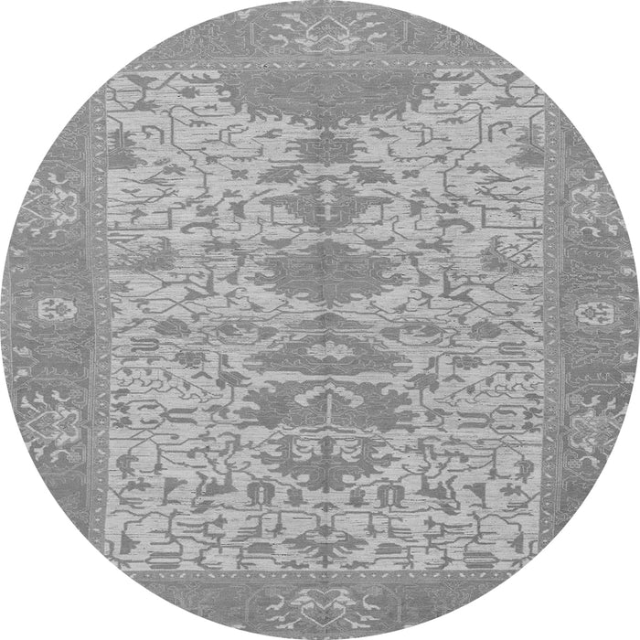 Round Machine Washable Oriental Gray Traditional Rug, wshabs1740gry