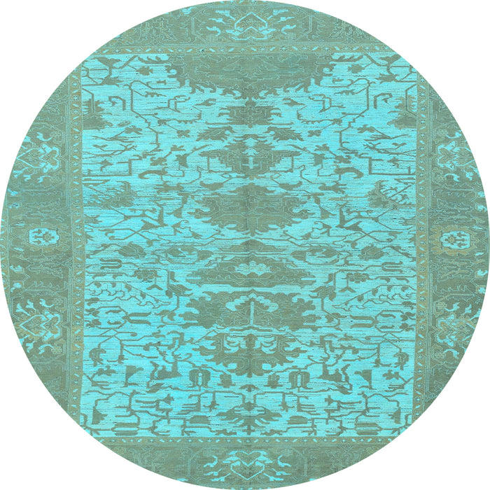 Round Oriental Light Blue Traditional Rug, abs1740lblu