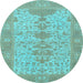 Round Oriental Light Blue Traditional Rug, abs1740lblu