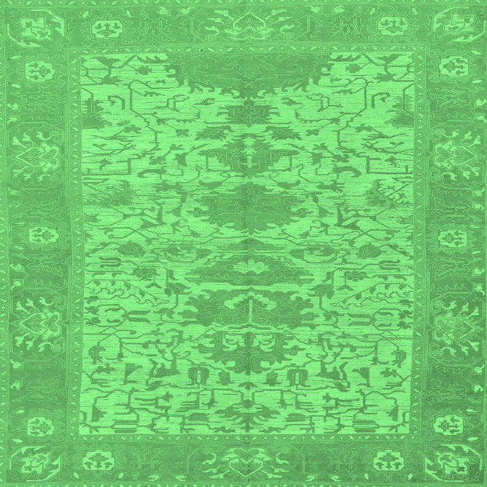 Square Machine Washable Oriental Emerald Green Traditional Area Rugs, wshabs1740emgrn